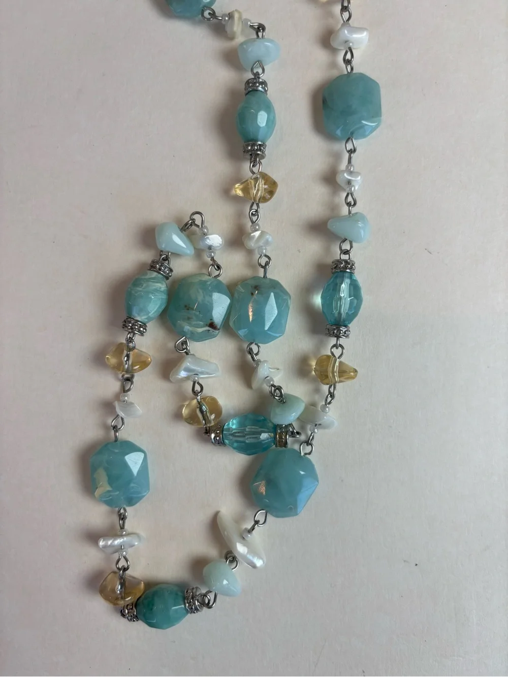 3 Cookie Lee Beaded Necklaces Purple Crystal Aqua Coastal Millefiori Glass